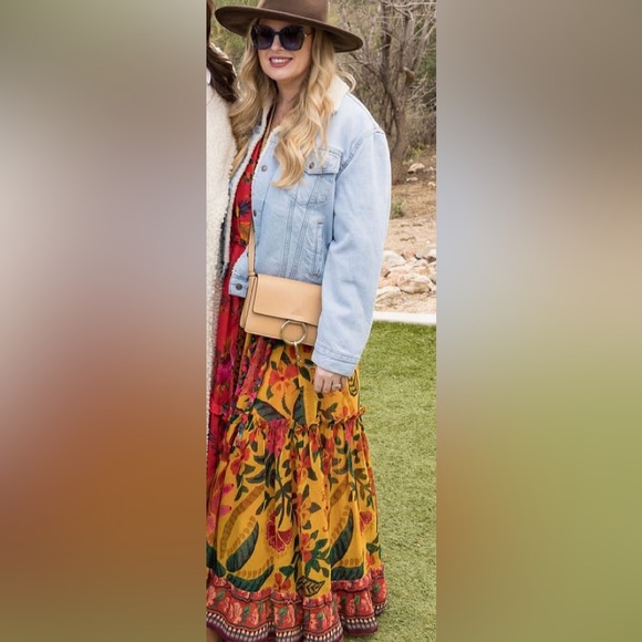 Farm Rio River Creatures Mixed Print Maxi Dress + Slip Size L - Picture 4 of 14